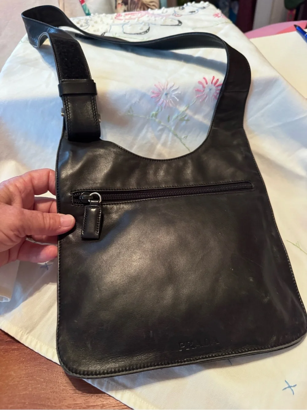 Prada Black Leather Messenger Bag